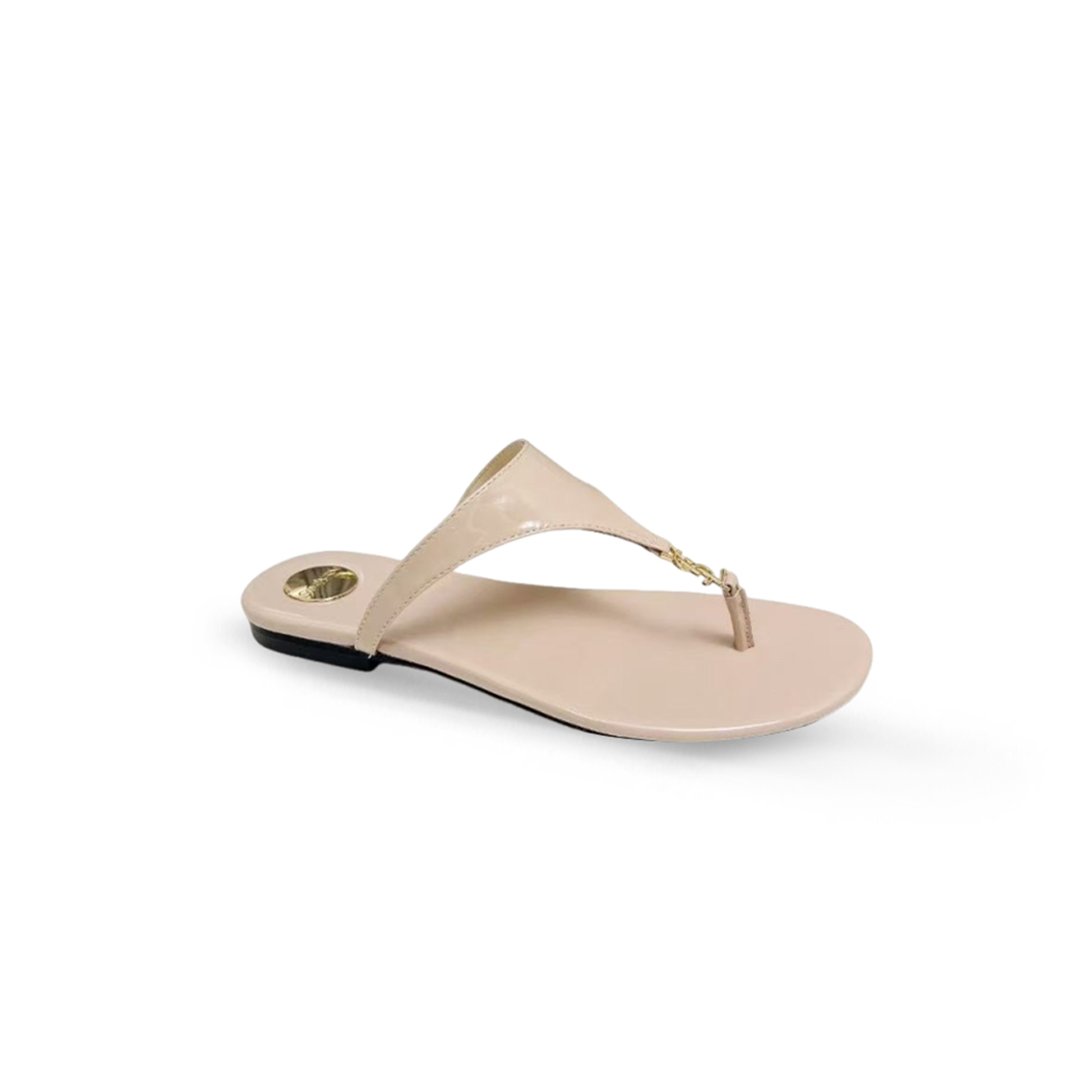 YSL CASSANDRE LEATHER THONG SLIPPER